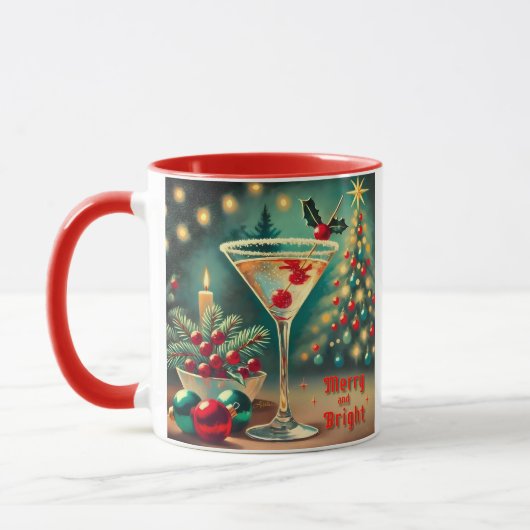 Retro 50s Merry Bright Christmas Cocktail Martini Mok (Links)