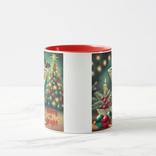 Retro 50s Merry Bright Christmas Cocktail Martini Mok (Midden)