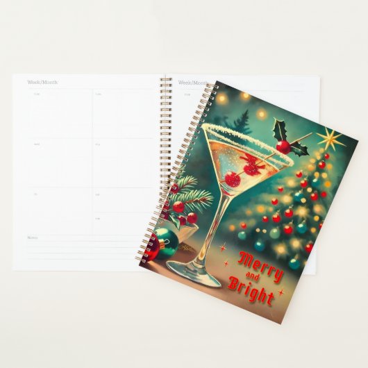 Retro 50s Merry Bright Christmas Cocktail Martini Planner (Display)