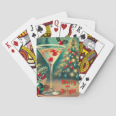 Retro 50s Merry Bright Christmas Cocktail Martini Pokerkaarten (Achterkant)