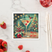 Retro 50s Merry Bright Christmas Cocktail Martini Servet (Insitu)