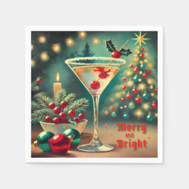 Retro 50s Merry Bright Christmas Cocktail Martini Servet