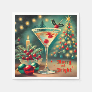 Retro 50s Merry Bright Christmas Cocktail Martini Servet