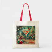 Retro 50s Merry Bright Christmas Cocktail Martini Tote Bag (Voorkant)