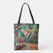 Retro 50s Merry Bright Christmas Cocktail Martini Tote Bag (Achterkant)
