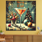 Retro 50s Merry & Bright Christmas Martini Canvas Afdruk (Insitu (Woonkamer))