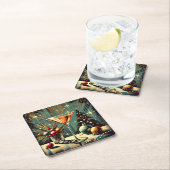 Retro 50s Merry & Bright Christmas Martini Kartonnen Onderzetters (Insitu)