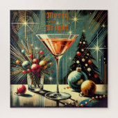 Retro 50s Merry & Bright Christmas Martini Legpuzzel (Verticaal)