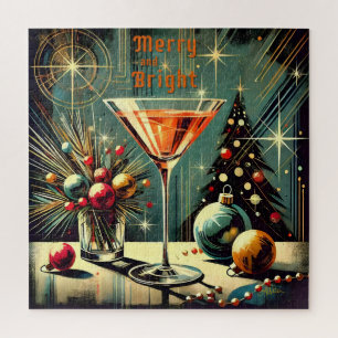 Retro 50s Merry & Bright Christmas Martini Legpuzzel