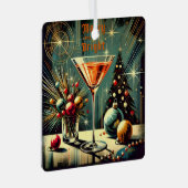 Retro 50s Merry & Bright Christmas Martini Metalen Ornament (Voorkant Rechts)