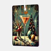 Retro 50s Merry & Bright Christmas Martini Metalen Ornament (Voorkant links)