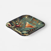 Retro 50s Merry & Bright Christmas Martini Papieren Bordje (Gebogen)