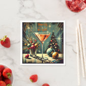 Retro 50s Merry & Bright Christmas Martini Servet (Insitu)