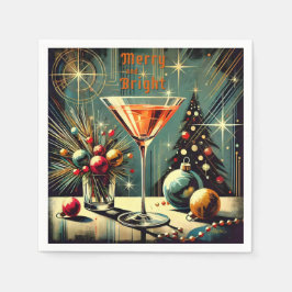 Retro 50s Merry & Bright Christmas Martini Servet