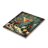 Retro 50s Merry & Bright Christmas Martini Tegeltje (Zijkant)