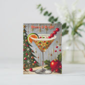 Retro 50s Merry Bright Christmas Snoep Cocktail Briefkaart (Staand voorkant)