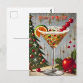 Retro 50s Merry Bright Christmas Snoep Cocktail Briefkaart (Voorkant / Achterkant)