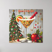 Retro 50s Merry Bright Christmas Snoep Cocktail Canvas Afdruk (Voorkant)