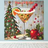 Retro 50s Merry Bright Christmas Snoep Cocktail Canvas Afdruk (Insitu (Houten vloer))