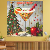 Retro 50s Merry Bright Christmas Snoep Cocktail Canvas Afdruk (Insitu (Woonkamer))