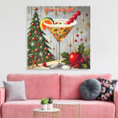 Retro 50s Merry Bright Christmas Snoep Cocktail Canvas Afdruk (Insitu (Woonkamer))