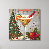Retro 50s Merry Bright Christmas Snoep Cocktail Canvas Afdruk (Voorkant)