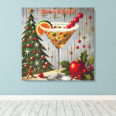 Retro 50s Merry Bright Christmas Snoep Cocktail Canvas Afdruk (Insitu (Houten vloer))