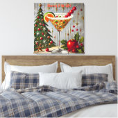 Retro 50s Merry Bright Christmas Snoep Cocktail Canvas Afdruk (Insitu (Slaapkamer))