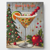 Retro 50s Merry Bright Christmas Snoep Cocktail Fotoplaat (Voorkant)