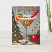 Retro 50s Merry Bright Christmas Snoep Cocktail Kaart (Voorkant)