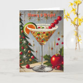 Retro 50s Merry Bright Christmas Snoep Cocktail Kaart (Gele Bloem)
