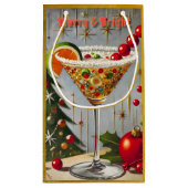 Retro 50s Merry Bright Christmas Snoep Cocktail Klein Cadeauzakje (Achterkant)