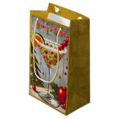 Retro 50s Merry Bright Christmas Snoep Cocktail Klein Cadeauzakje (Voorkant Gekanteld)