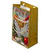 Retro 50s Merry Bright Christmas Snoep Cocktail Klein Cadeauzakje (Achterkant Gekanteld)