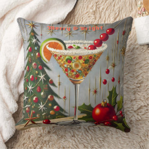 Retro 50s Merry Bright Christmas Snoep Cocktail Kussen