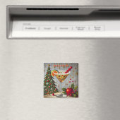 Retro 50s Merry Bright Christmas Snoep Cocktail Magneet (Insitu (Vaatwasser))