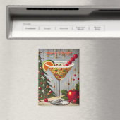 Retro 50s Merry Bright Christmas Snoep Cocktail Magneet (Insitu (Vaatwasser))