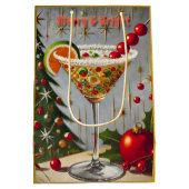 Retro 50s Merry Bright Christmas Snoep Cocktail Medium Cadeauzakje (Achterkant)