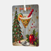 Retro 50s Merry Bright Christmas Snoep Cocktail Metalen Ornament (Voorkant links)