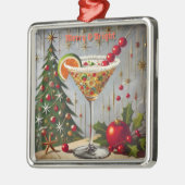 Retro 50s Merry Bright Christmas Snoep Cocktail Metalen Ornament (Links)
