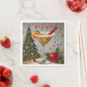Retro 50s Merry Bright Christmas Snoep Cocktail Servet (Insitu)
