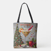 Retro 50s Merry Bright Christmas Snoep Cocktail Tote Bag (Achterkant)