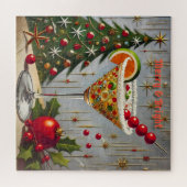 Retro 50s Merry Bright Kerstmis Snoep Cocktail Legpuzzel (Horizontaal)