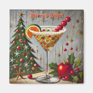 Retro 50s Merry Bright Kerstmis Snoep Cocktail Magneet