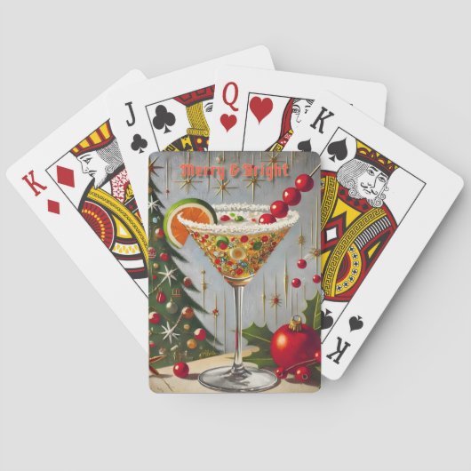 Retro 50s Merry Bright Kerstmis Snoep Cocktail Pokerkaarten (Achterkant)