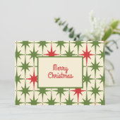 Retro 50s Merry kerstStar Pattern Kaart (Staand voorkant)