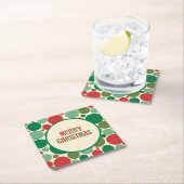 Retro 50s Mid Century Dotted Merry Kerstmis Kartonnen Onderzetters (Insitu)