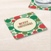 Retro 50s Mid Century Dotted Merry Kerstmis Kartonnen Onderzetters (Schuin)