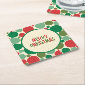 Retro 50s Mid Century Dotted Merry Kerstmis Kartonnen Onderzetters (Schuin)
