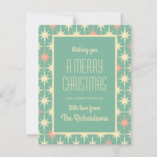 Retro 50s Mid Century Modern Atomic Christmas Feestdagenkaart (Voorkant)